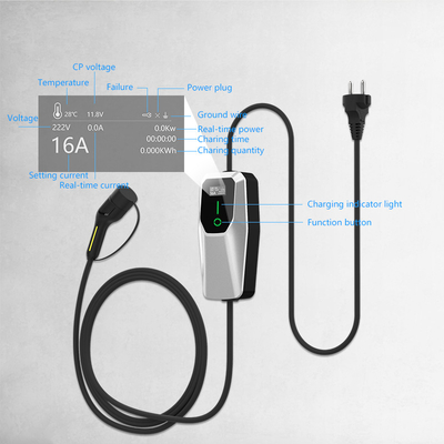 3.5kW 7kW 11kW Ev sạc Ac Đồ xách sạc đống IP65 chống nước