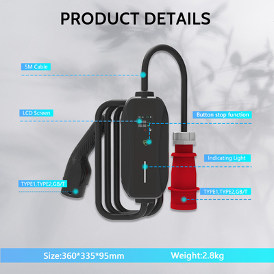 Kiwi GBT loại 2 Đường sạc nhanh xe điện 16A Bộ sạc xe điện di động cho BYD