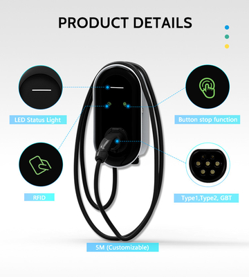 22kw EV Wallbox Charger 3 Phase Type 2 32a Trạm sạc cho nhà 380v Điện áp đầu vào