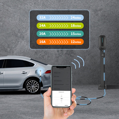 Máy sạc xe ô tô điện thoại di động 7kW DC sạc nhanh 220V EV với cảm biến nhiệt độ kết nối và đứng sàn gắn tường