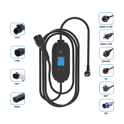 Máy sạc xe điện di động 3,5kw gắn trên tường với sạc cắm và phát hiện cách nhiệt